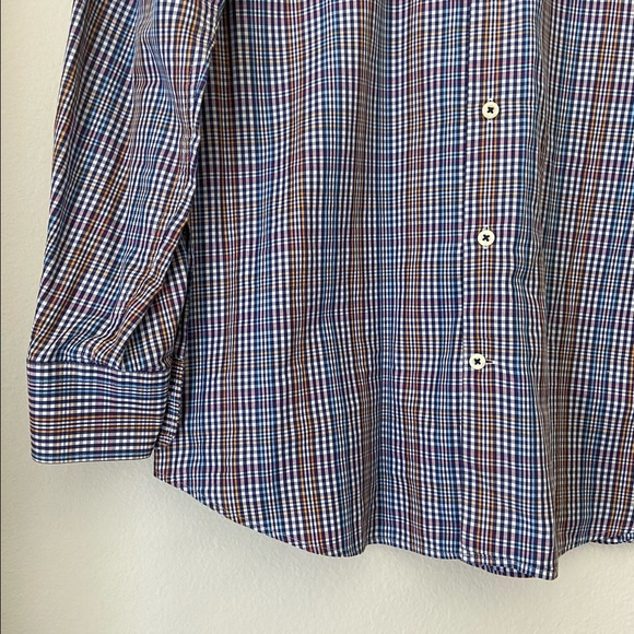 🆕 Peter Millar Plaid Button Down Dress Shirt - Navy, Orange, and Pink - Picture 5 of 9